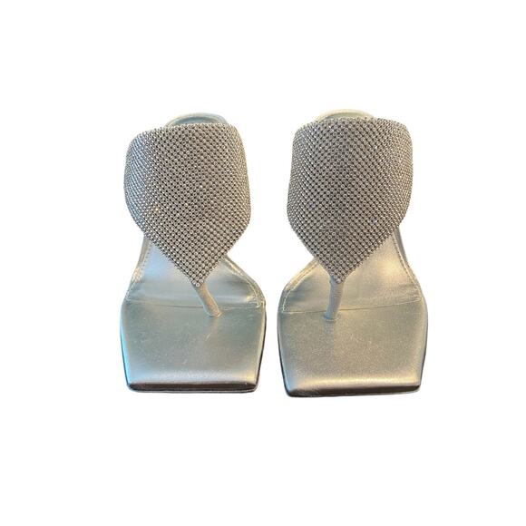 Cult Gaia Audrey Crystal Embellished Sandals Stiletto Heel Square Toe Clear Sz 6 - Picture 5 of 14